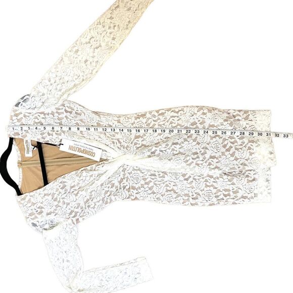 COSMOPOLITAN Dress The Population Adian White Lace Twist Bodycon Dress - Picture 10 of 14